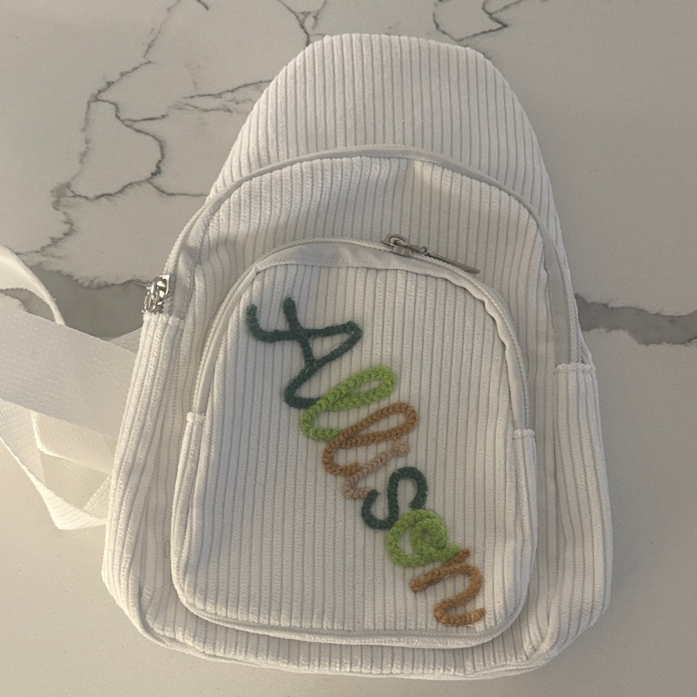 White Kids Mini Backpack with Multicolor Accents